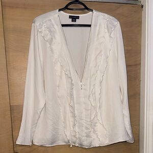 Metaphor Ivory Ruffle V-Neck Blouse